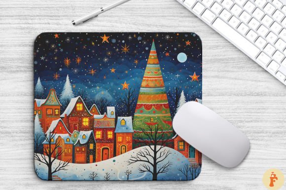 Download Cozy Christmas Scene Painting Mouse Pad - Paint Collection
