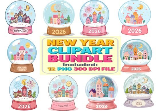 Download New Year Snow Globe Clipart Bundle 2026 - Snow globe clipart Collection
