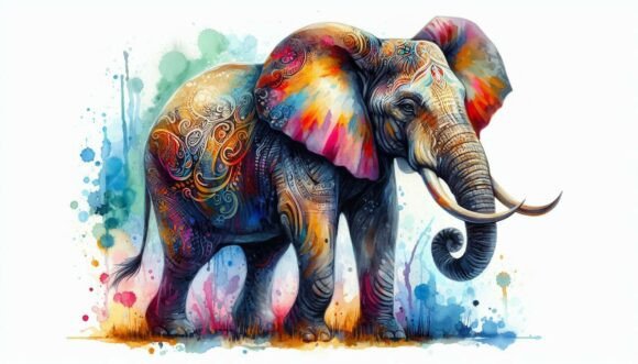Download A Set of 10 Oil-painted Elephant, Bold T - Paint Collection
