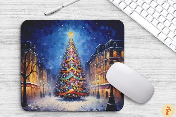 Download Cozy Christmas Scene Painting Mouse Pad - Paint Collection