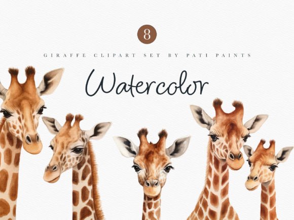 Download Watercolor Giraffe Clipart Nursery Set - Giraffe Collection