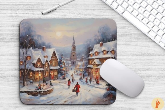 Download Cozy Christmas Scene Painting Mouse Pad - Paint Collection