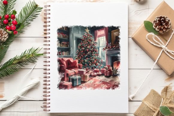 Download Pink Christmas Home Watercolor, 7S-12 - Christmas home watercolor Collection