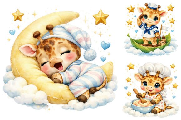 Download Cute Baby Giraffe Watercolor Nursery PNG - Giraffe Collection