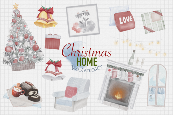 Download CHRISTMAS HOME Watercolor - Christmas home watercolor Collection