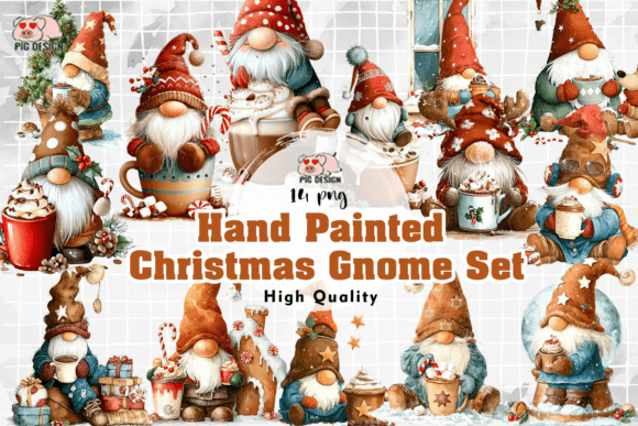 Download Hand Painted Christmas Gnome Set PNG - Paint Collection