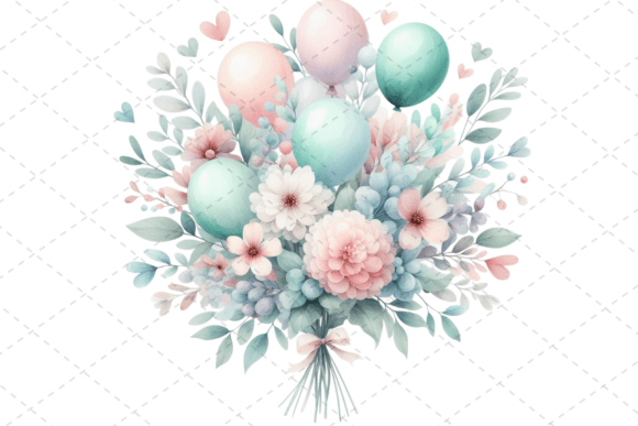 Download Festive Watercolor Balloon Bouquet - Balloon Collection