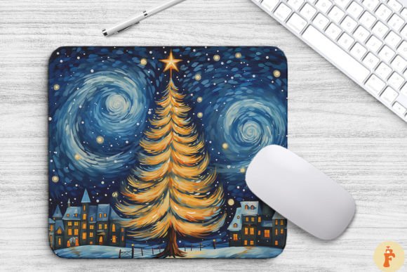 Download Cozy Christmas Scene Painting Mouse Pad - Paint Collection