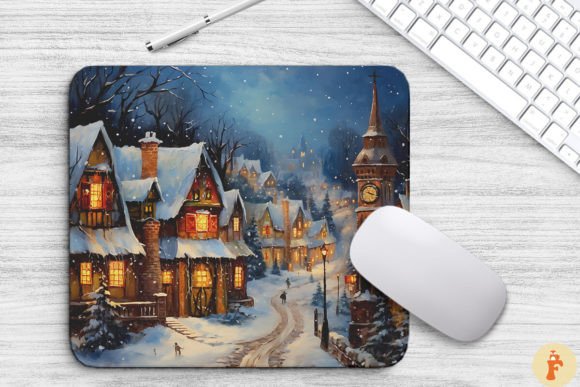 Download Cozy Christmas Scene Painting Mouse Pad - Paint Collection