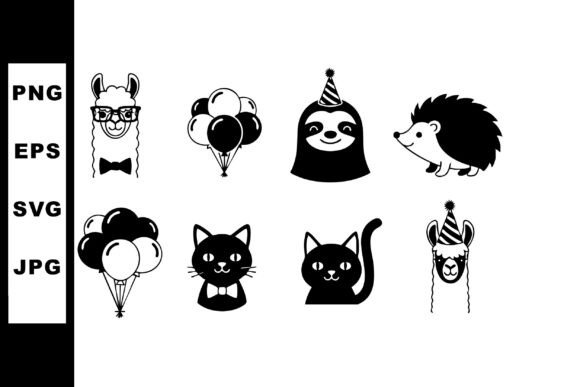 Download Cute Animal Party Icons with Balloons an - Balloon Collection