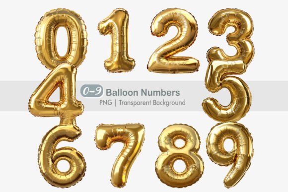 Download Gold Balloon Numbers Clipart PNG Bundle - Balloon Collection