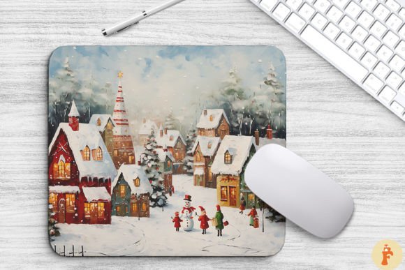 Download Cozy Christmas Scene Painting Mouse Pad - Paint Collection