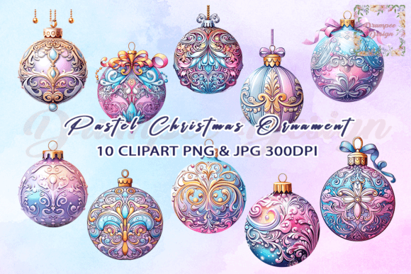 Download Pastel Christmas Ornament Watercolor - Pastel christmas Collection