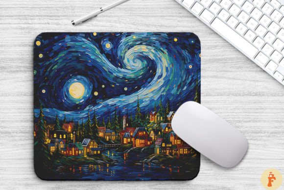 Download Cozy Christmas Scene Painting Mouse Pad - Paint Collection