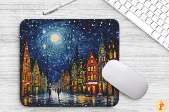 Download Cozy Christmas Scene Painting Mouse Pad - Paint Collection