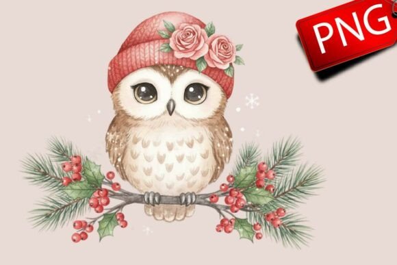 Download Cute Owl Christmas Watercolor Painting - Paint Collection